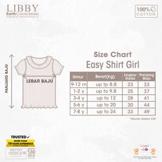 LIBBY BABY EASY SHIRT GIRL EDITION KAOS ANAK TSHIRT ANAK LIBBY BAJU KAOS ANAK PEREMPUAN 9 BULAN - 8 TAHUN