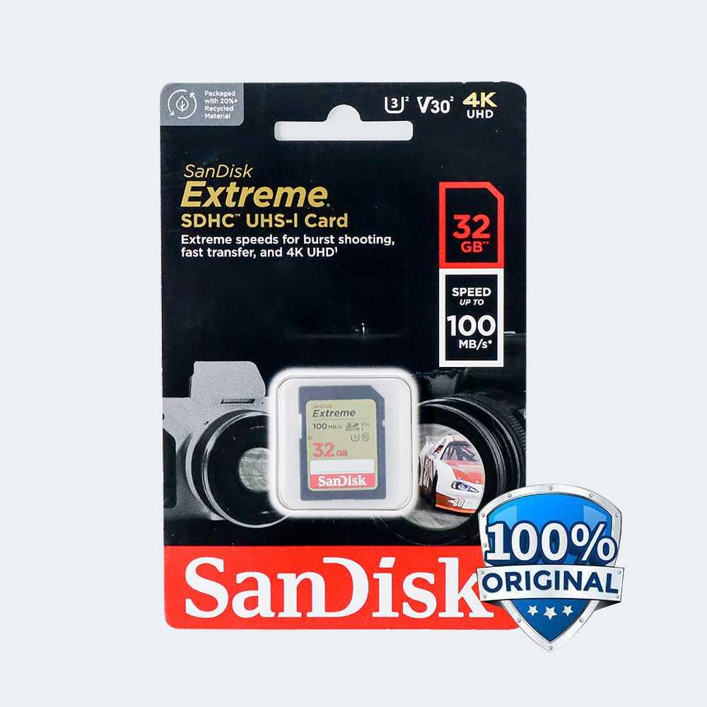 SanDisk Extreme SDHC Card UHS-I V30 U3 Class 10 (100MB/s) 32GB - SDSDXVT