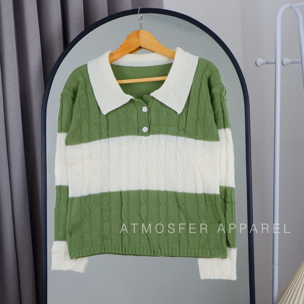 anisa sweater rajut oversize wanita kekinian / sweater crop rajut tebal wanita lengan panjang / atas