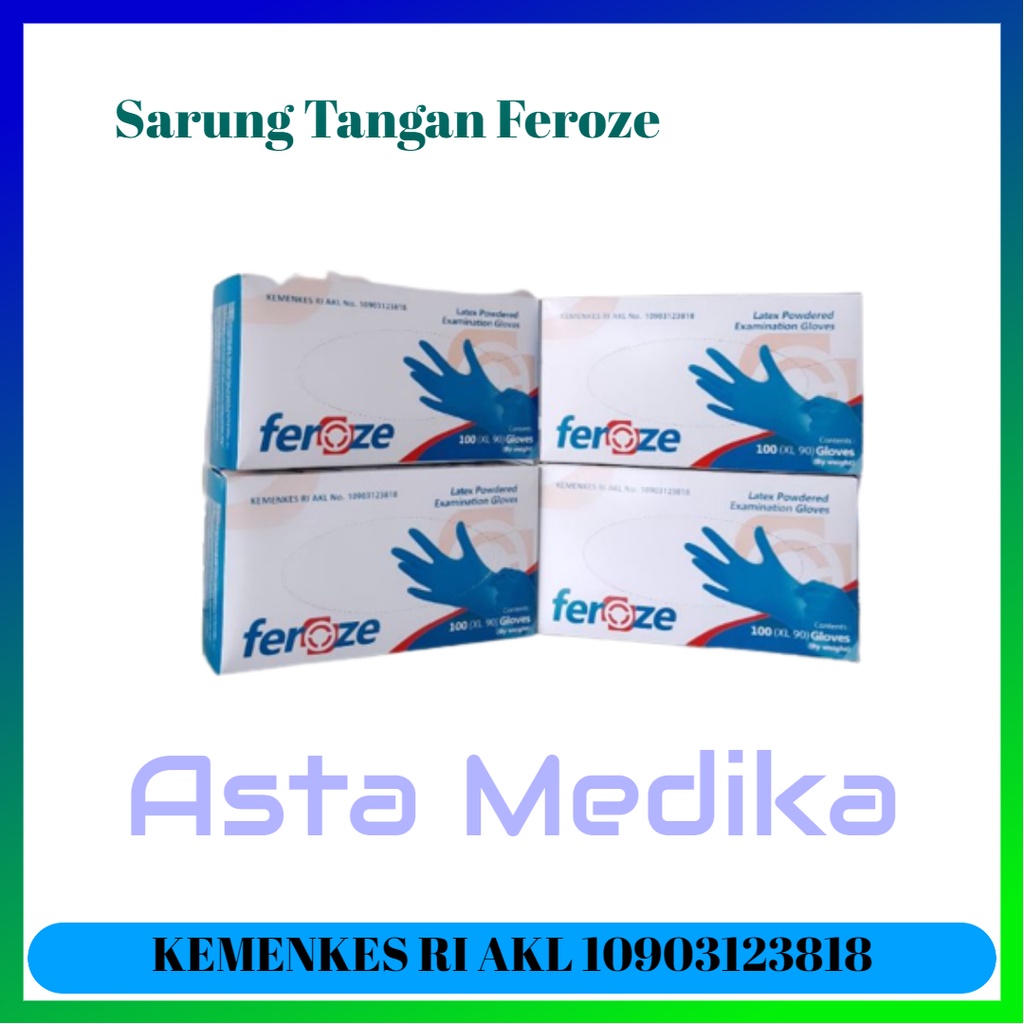 Sarung Tangan Medis Feroze - Handscoon Feroze - Latex Powdered Examination Gloves Feroze