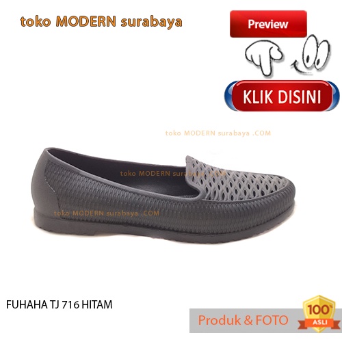 Sepatu wanita sepatu guru pantofel slip on karet FUHAHA TJ 716