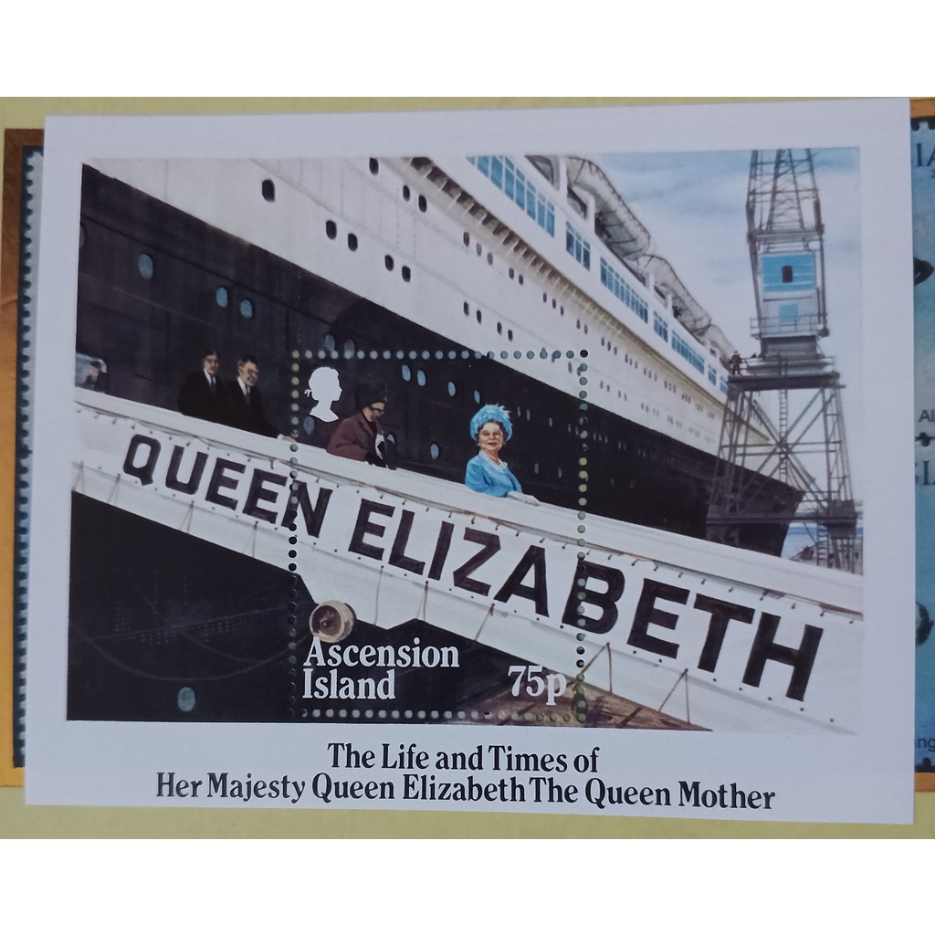 

Prangko Ascension 1985 - Life and Times of Queen Elizabeth the Queen Mother SS