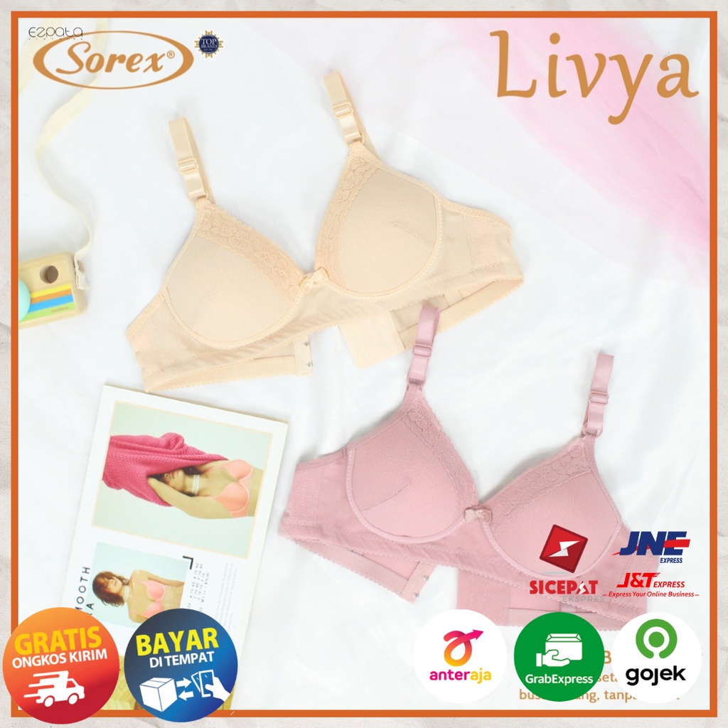 BH Sorex 18219 Bra Busa Sedang Tanpa kawat Kait 3 Cup 3/4 Setara Cup A Bra Harian Wanita Livya Series