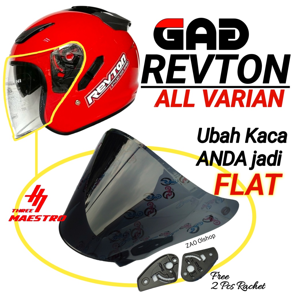 kaca helm Flat visor GAG REVTON SOLID visorflat by Three Maestro gag helmet verton revton refton terbaru tebal nyaman rone tm4