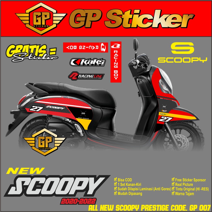 Striping Variasi Scoopy 2020 2021 2022 Stiker New Sticker List Stripping Scoopy Prestige GP 007