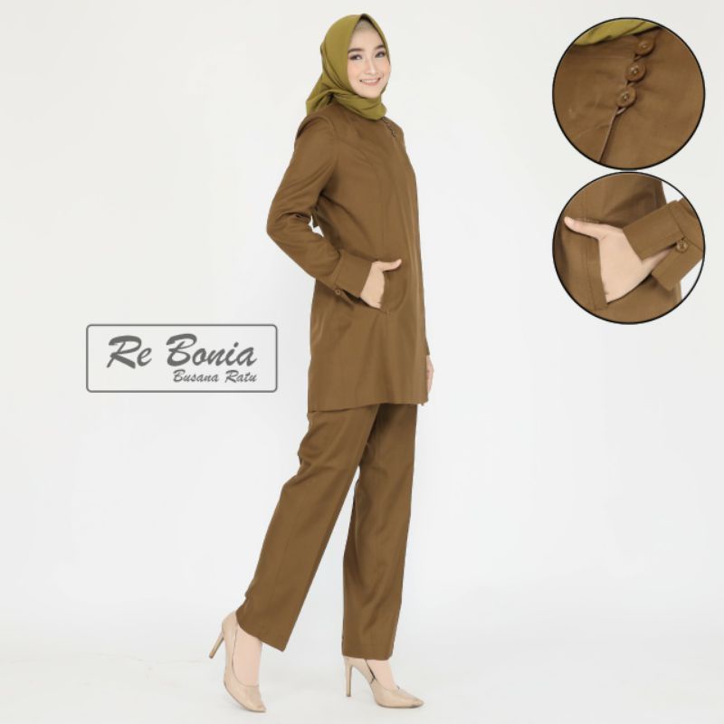 Blazer  re BONIA/Seragam PNS / seragam guru /pemd tua / kheki tua/ setelan celana blezer wanita/sera