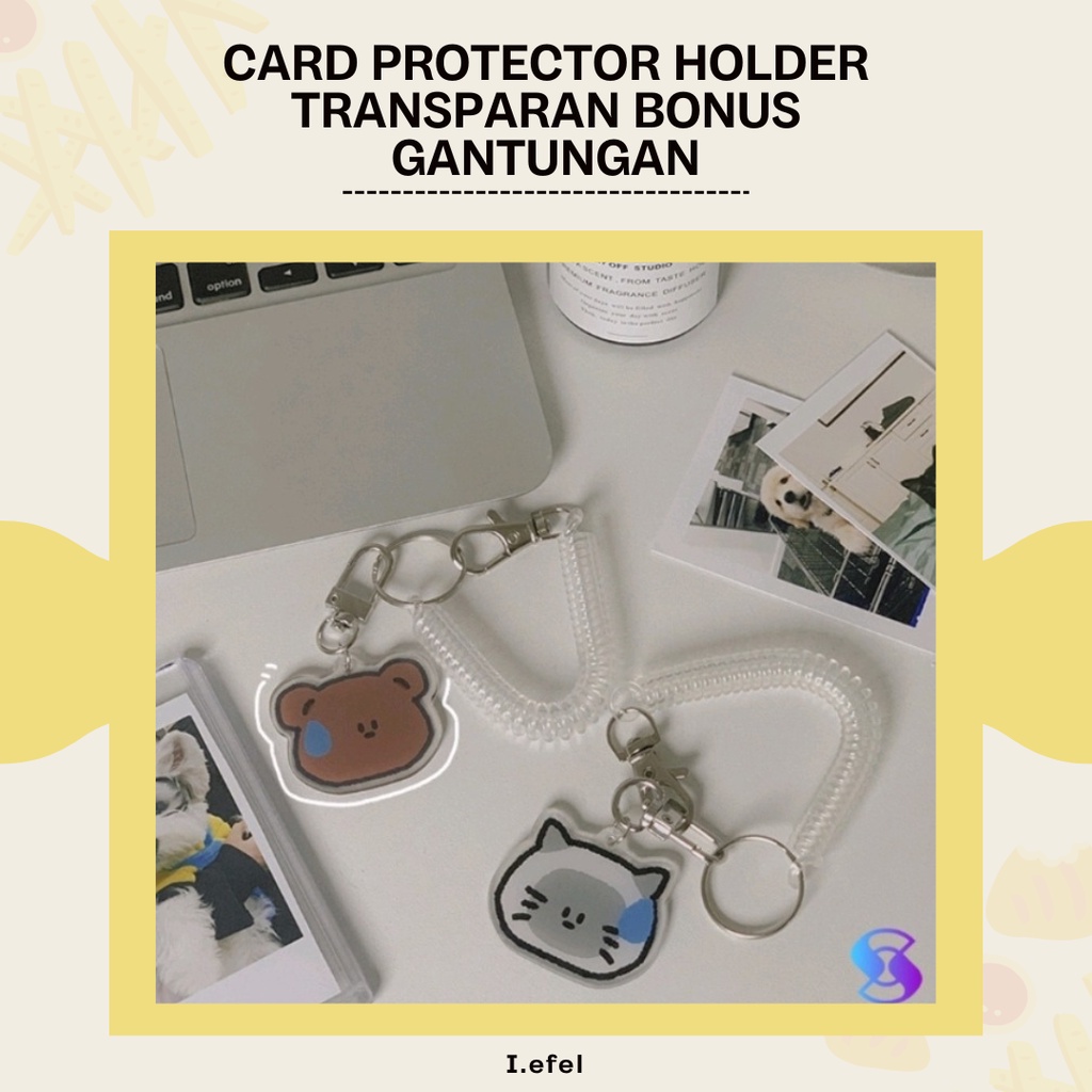 CARD HOLDER TRANSPARAN GANTUNGAN KUNCI AESTHETIC AKRILIK TRANSPARAN + FREE GANTUNGAN -I.EFEL-