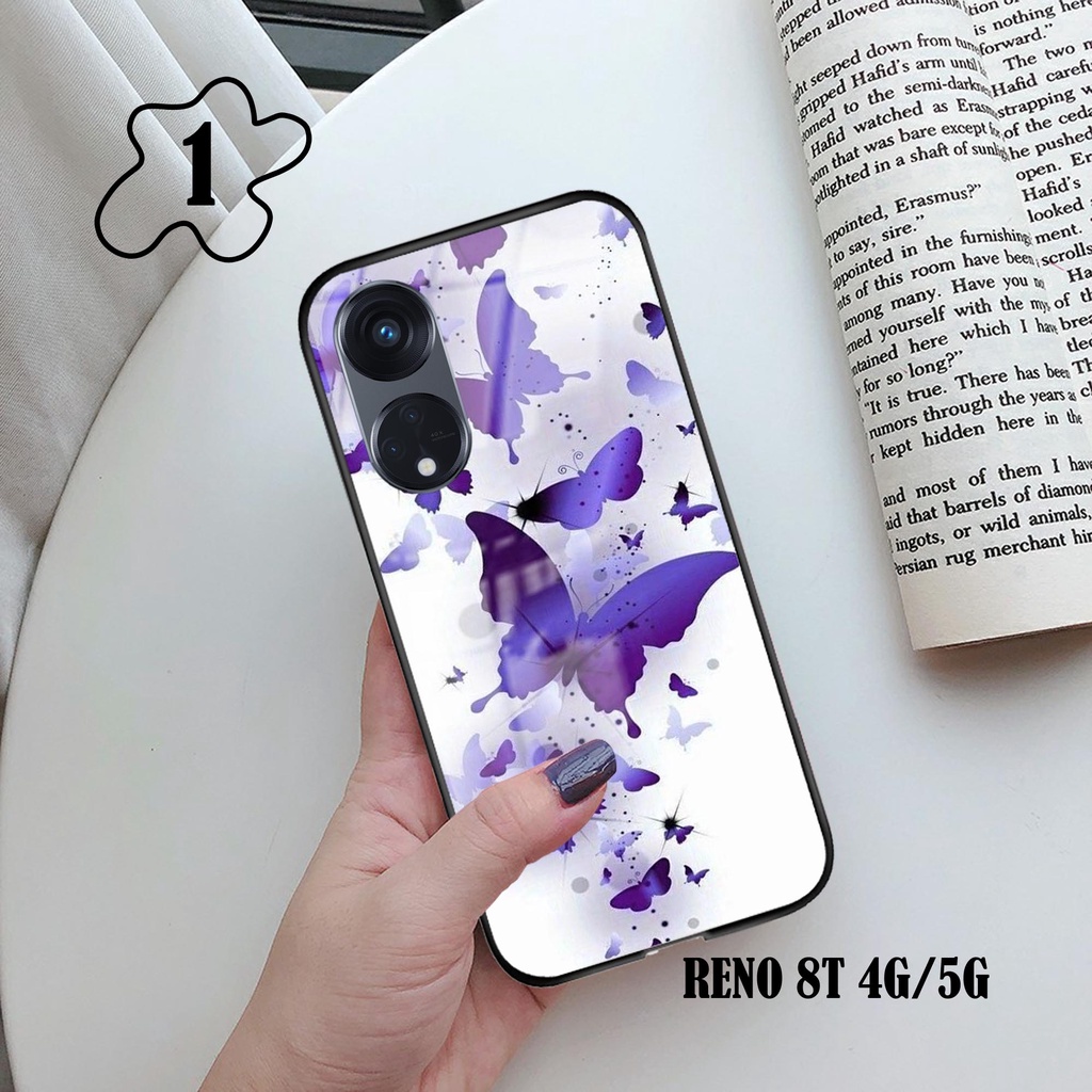 Softcase Glass Kaca BUTTERFLY [K14] RENO 8T 4G/5G Terbaru Casing Handphone-Pelindung Handphone-Aksesoris Handphone