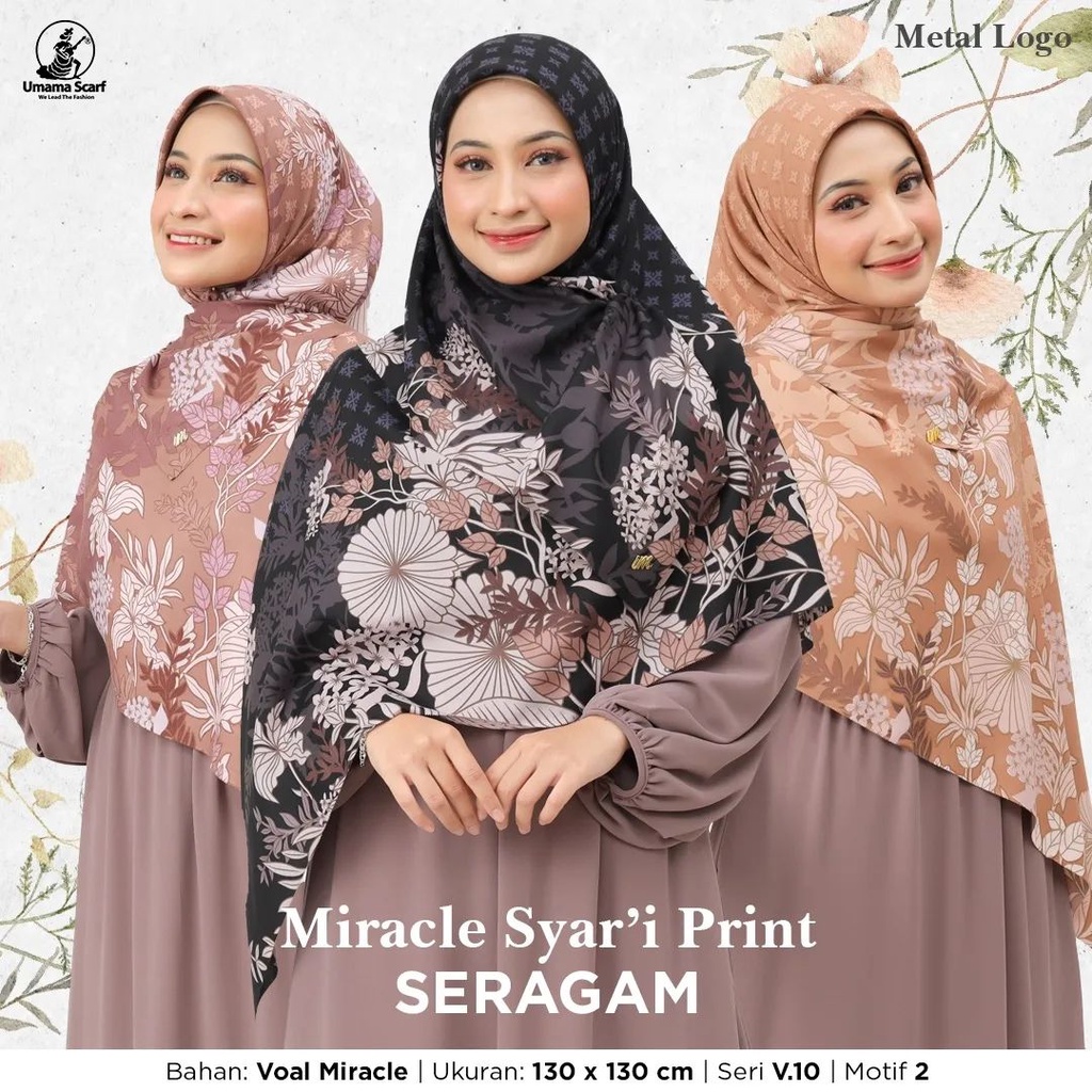 3Q-Jilbab Segiempat Voal Miracle Jumbo By Umama Scarf - Hijab Square Syari Motif Seragaman