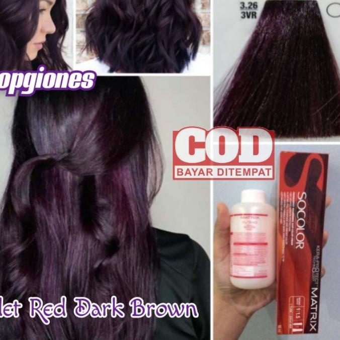 ❆ Cat Rambut Matrix Socolor 3.26 Violet dark Brown + Oxydant campuran ungu wonder spa keratin nutup 
