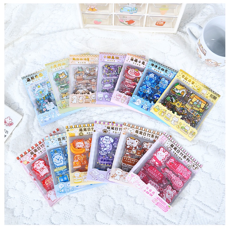 ISI 20 LEMBAR STICKER DECORATIVE PACK STIKER DEKORASI JOURNAL MOMO ANIMAL SERIES LUCU PET TRANSPARANT UNTUK HIAS SCRAPBOOK BUKU DIARY HP DLL @banyak