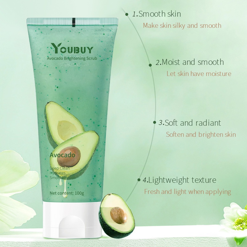 YOUBUY Avocado Face Bady Scrub 100gr Moisturizing Scrub  Exfolianting Cream