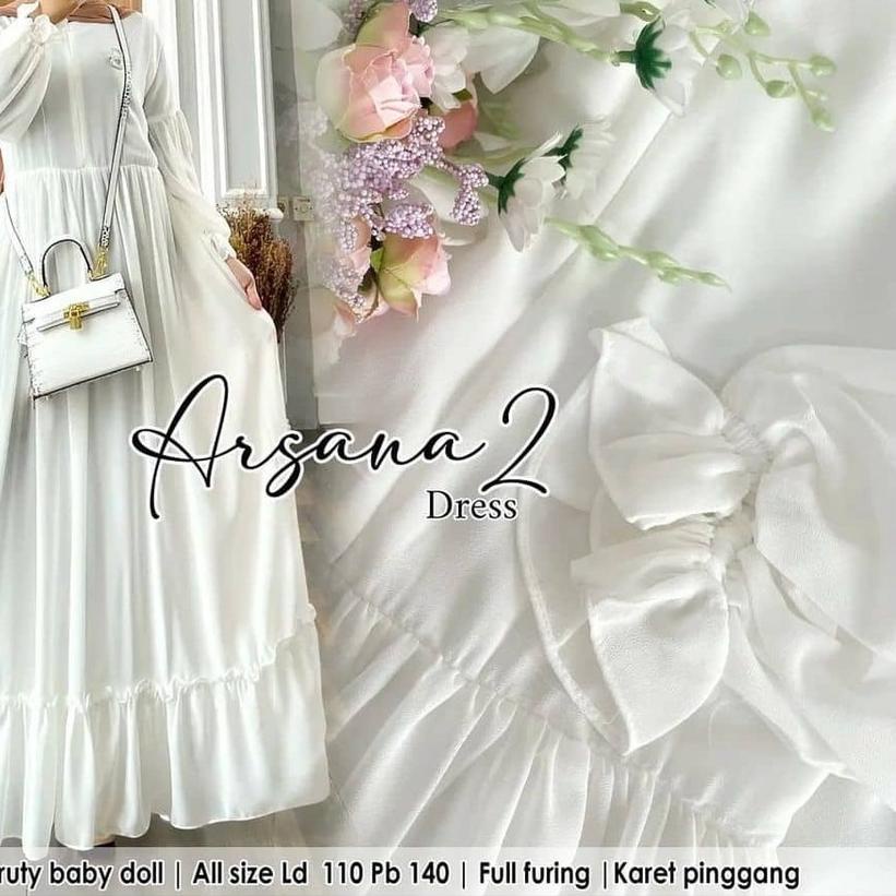 ▲ Arsana Dress/ gamis ceruty / gamis ceruty babydoll / gamis ceruty polos / gamis ceruty jumbo / dre