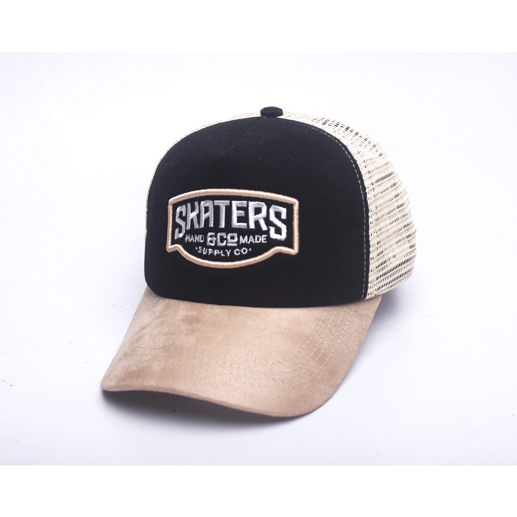 TOPI JARING SKATERS WB042 KREM HITAM KREM