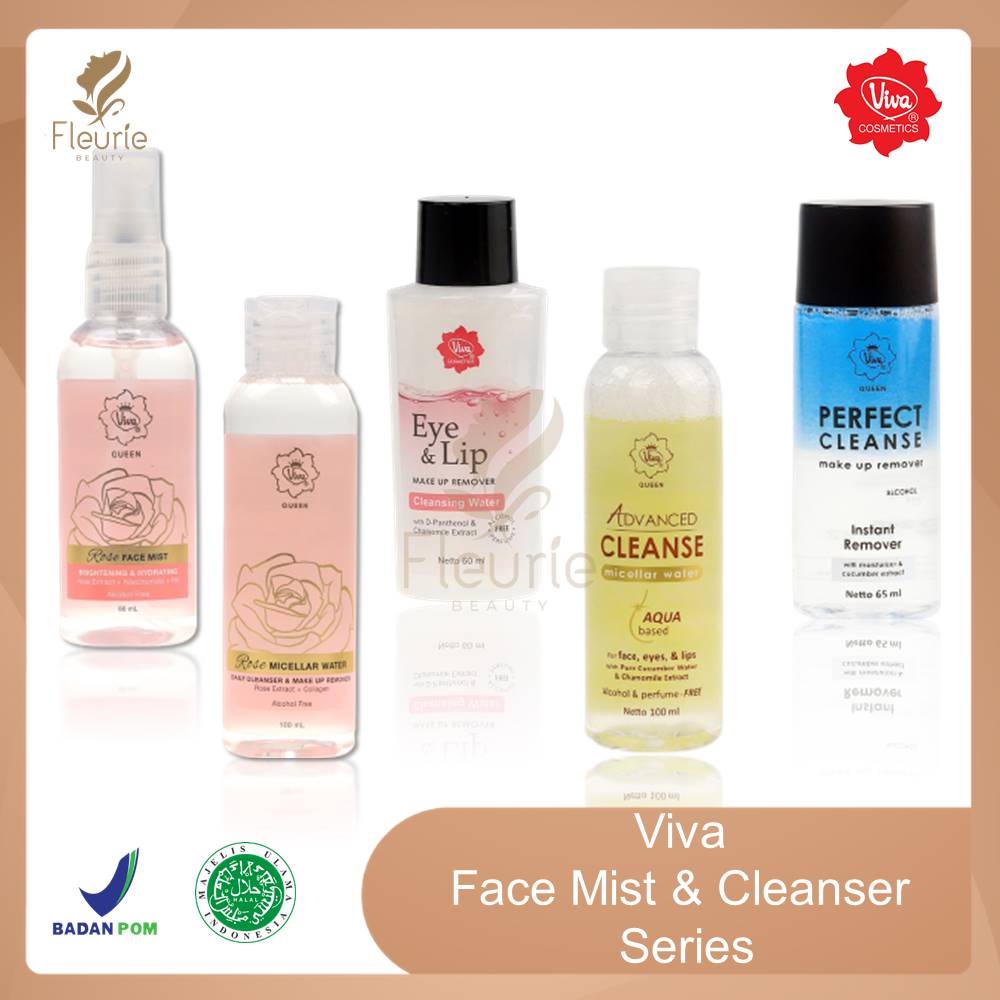 VIVA Face Mist &amp; Cleanser Series - Eye Lip Remover, Perfect Cleanse Make Up Remover / Advance Cleanse Micellar Water  / Rose Micellar Water / Rose Face Mist Original BPOM