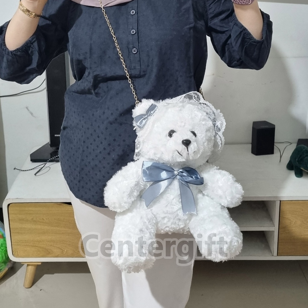 Tas Slimbag Teddy Bear Pita Besar Renda Bahan Snail Viral Fashion Anak dan Dewasa