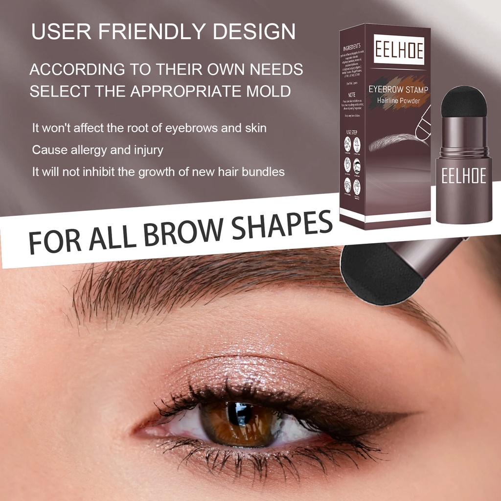 EELHOE Eyebrow Powder Cetakan Alis Instan Eyebrow Stamp Alis Stempel Alis Waterproof dengan 10 Model Cetakan Alis dan 2 Kuas Alis