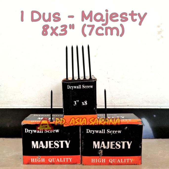 [1 Dus MAJESTY] Skrup Hitam Gypsum 8x3" / Drywall Sekrup 7 Cm Screw