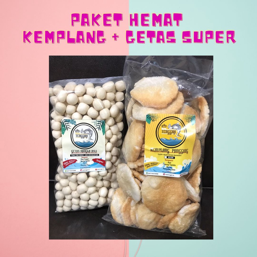 

Paket hemat getas super ikan tenggiri @250g x kemplang panggang @250gr