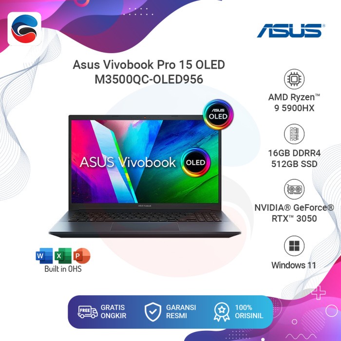 ASUS Laptop M3500QC-OLED956 / AMD Ryzen 9 5900HX/ 16GB / 512GB / RTX 3050 / Win 11