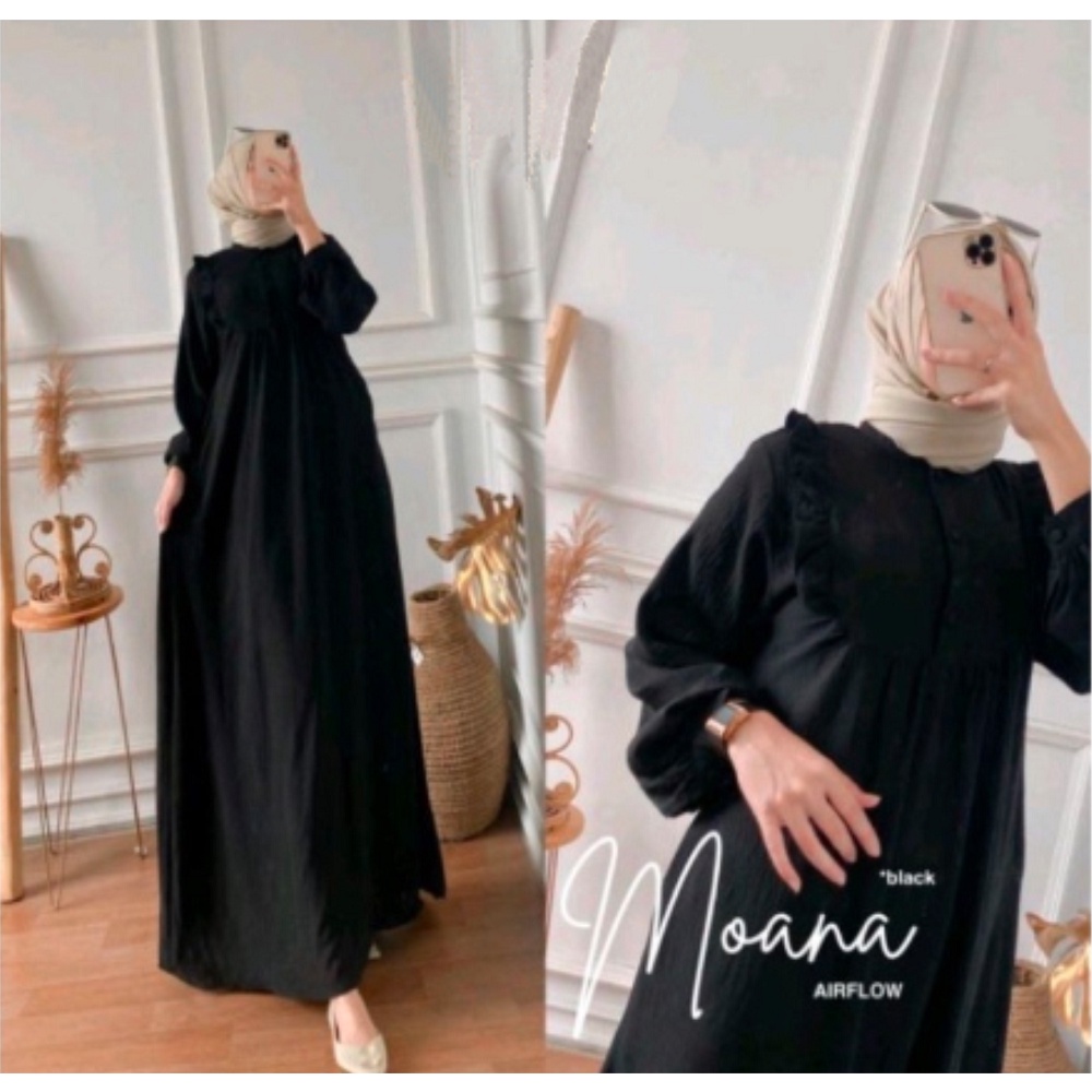 DRESS GAMIS MOANA BAHAN CRINCLE AIRFLOW / GAMIS WANITA