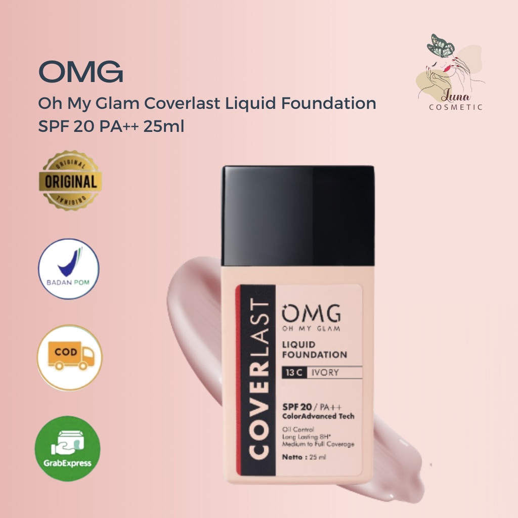 OMG Oh My Glam Coverlast Liquid Foundation SPF 20 PA++ 25ml - Alas Bedakk
