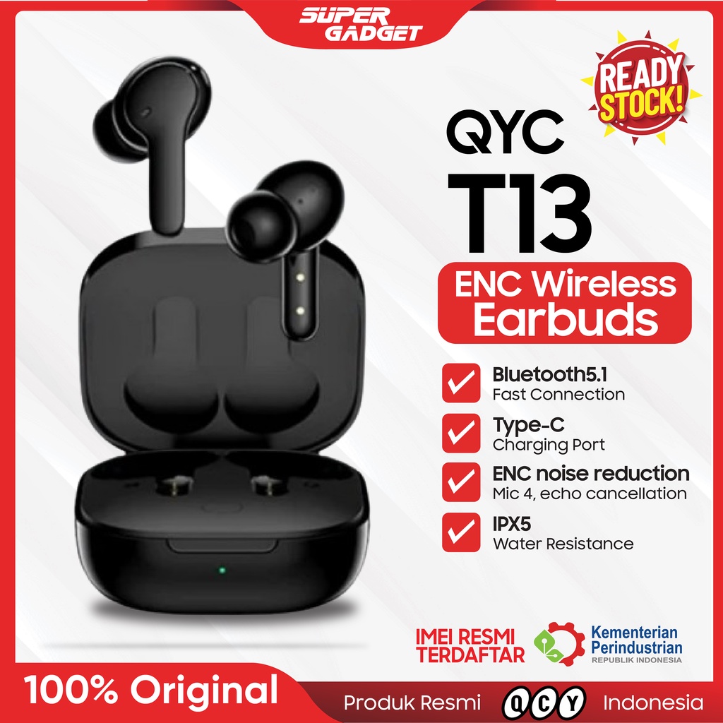Earbuds QCY T13 ENC T 13 Wireless Bluetooth TWS Headset Earphone