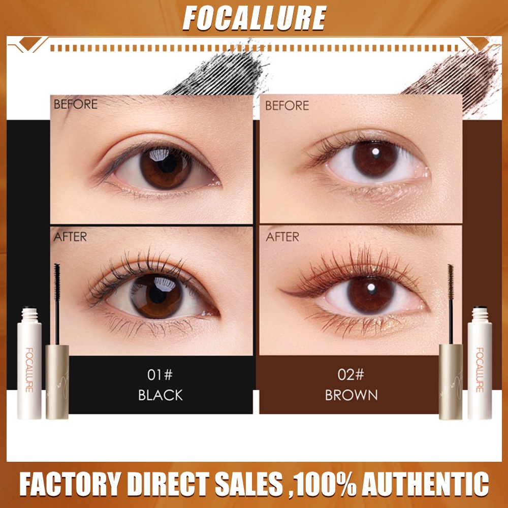 FOCALLURE Alat Rias Premium Mascara Curled 3mm Micro Brush Fiber-filled Mascaras Curling Eyelash tahan air Mascara FA169