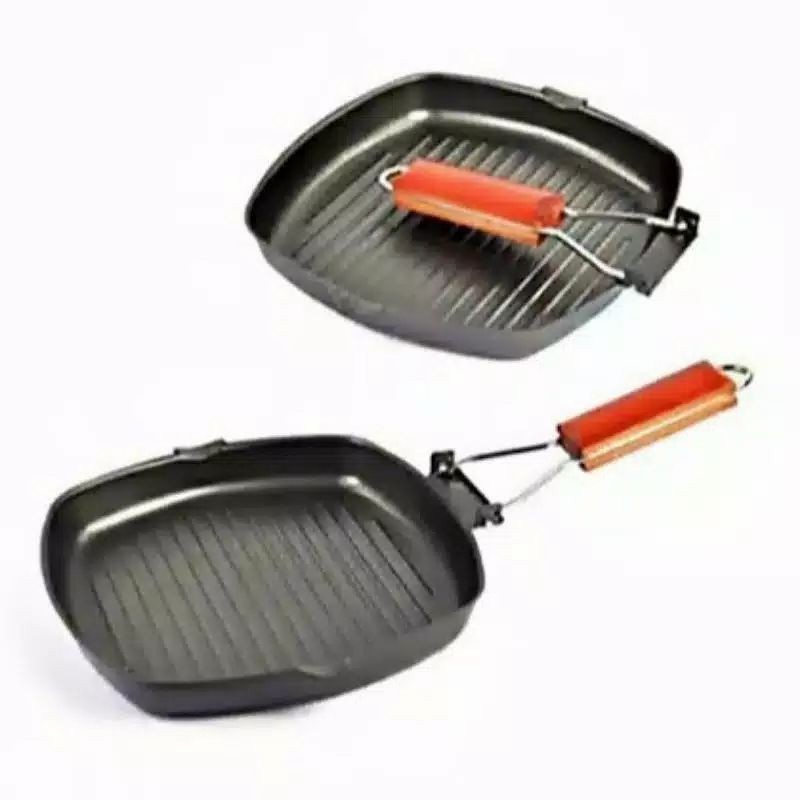 Panci Panggang Square Grill Pan Foldable  Wajan BBQ Anti Lengket Bentuk Kotak Panci Pemanggang Bakaran Sate Serbaguna