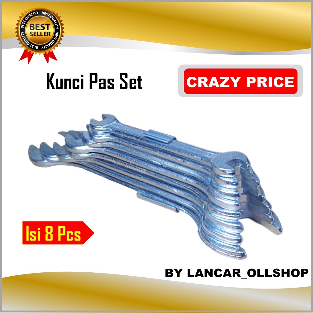 Kunci Pas Set 8 Pcs 6 mm - 22 mm / Kunci Pas Kombinasi 1 Set Wrench Spanner  Lengkap