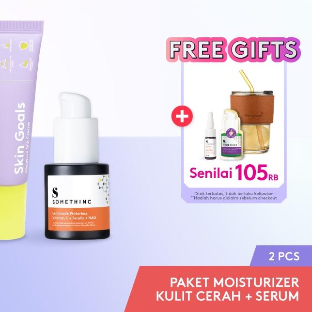 ✰ SOMETHINC [2 PCS] Paket Moisturizer Kulit Cerah - Krim Pagi & Malam 5x Pencerah (SKIN GOALS Moistu