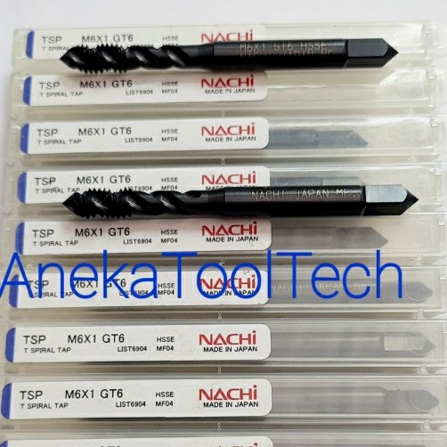 Terlaris Milling Tap Mesin Nachi M6 Spiral Hss Hitam Tap 6X1.0 Nachi Hss Japan