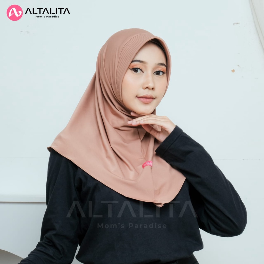 Altalita - Jilbab Bergo Sport Instan Ukuran M pet Tebal Bahan Jersey Polos Premium Menutup Dada Cocok Untuk Sekolah Olahraga Volly Futsal Senam dan Sehari-Hari