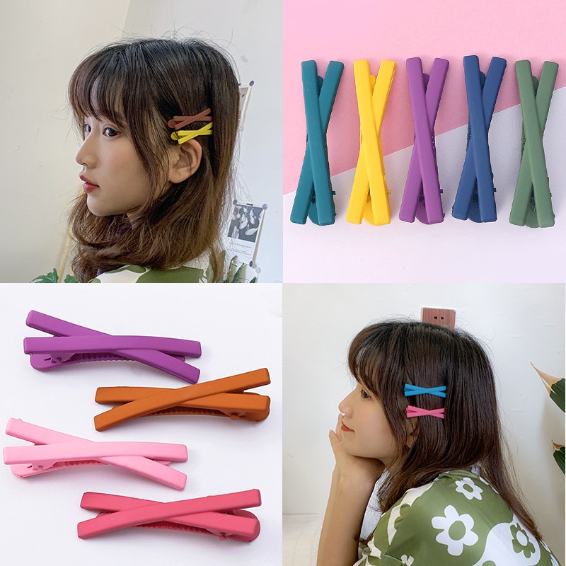 FYGALERY ACC136 Jepit Rambut Warna Model Silang Plastik Woman Hairclip Hairpin Aksesoris Rambut Murah