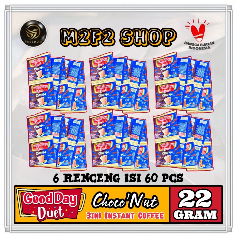 

Kopi Good Day Duet Choco Nut 3in1 Sachet - 22 gr (Kemasan 6 Renceng)