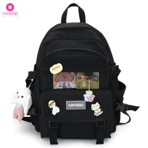 HANABI-tas ransel sekolah MOCHILA + PATCH tas ransel wanita tas jalanjalan tas korea