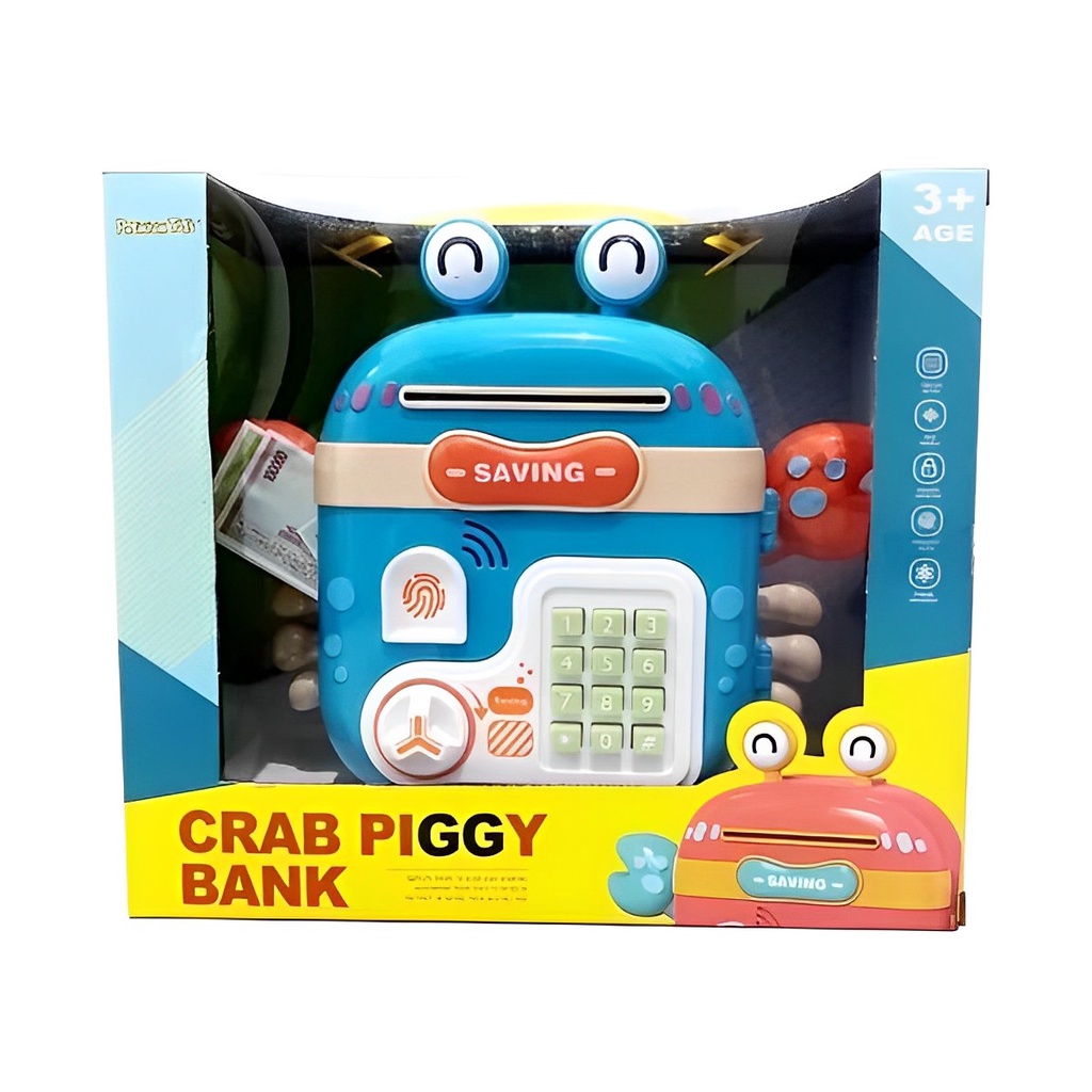 Crab Piggy Bank ATM Pin &amp; Bersuara | Celengan Mainan Edukasi Anak 3-4-5-6-7 Tahun | Kado Ultah Anak Cewek