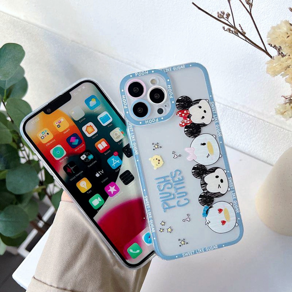 Case Oppo A5S A7 A11K A12 A5 2020 A9 2020 A16 A16S A36 A54 A96 Casing Cute Plush Cutes Mickey And Pooh Hybrid Dove With pelindung kamera DL1