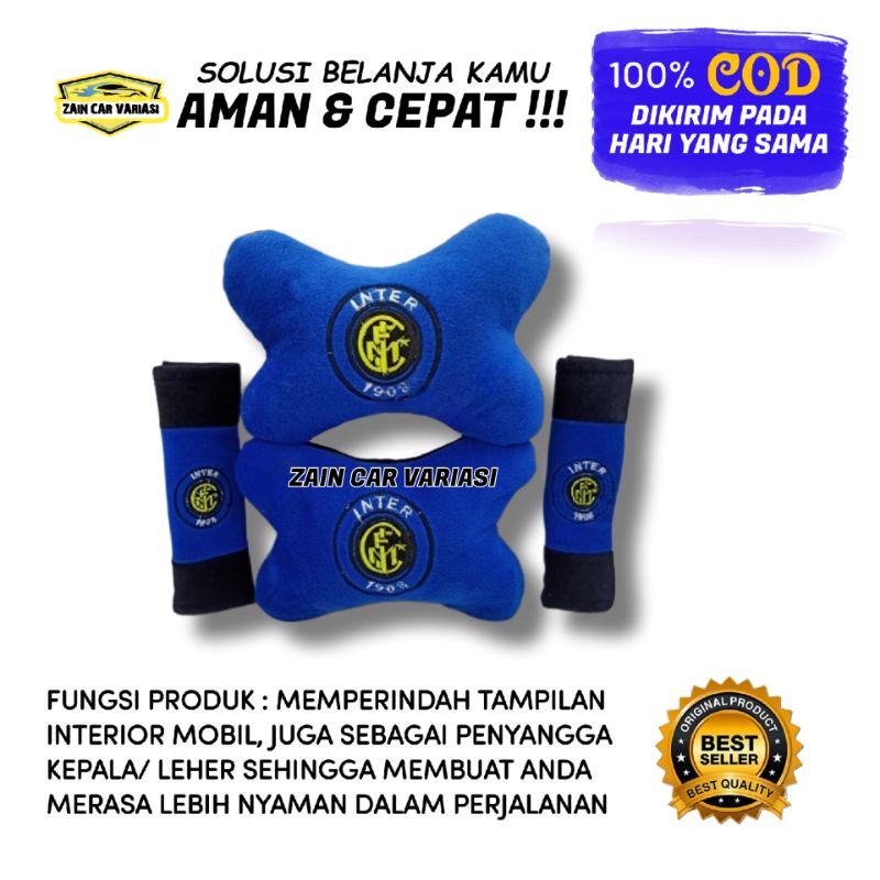 Bantal leher JOK Mobil INTERMILAN 2in1 ACCESSORIES AKSESORIS INTERIOR MOBIL AVANZA XENIA AGYA AYLA B