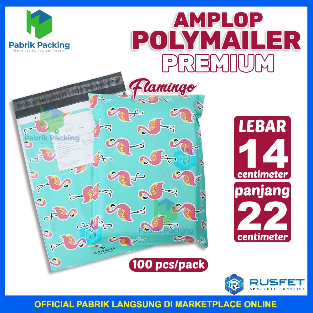 

Polymailer Amplop Packing Online Shop Rusfet / Flamingo 14x22 / Per Pack Murah