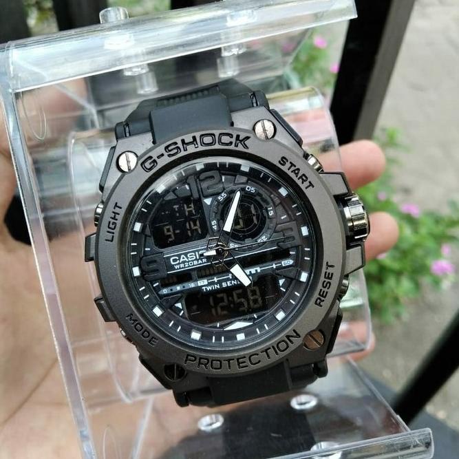 BIG SALE Jam Tangan Pria G Shock GST-8600 Metal Full Black Tampilah Mewah Murah & Elegan Bonus Tas d