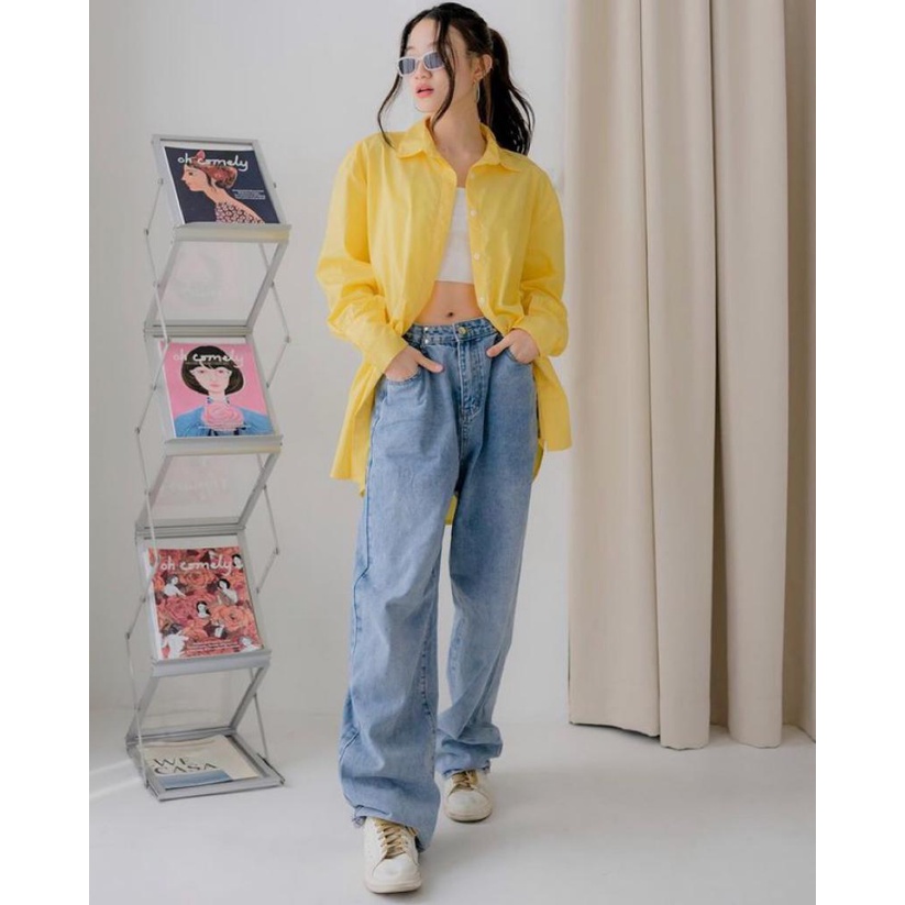 Kemeja Oversized Wanita Kalena / Kemeja Korea Oversize Wanita Kalena Shirt