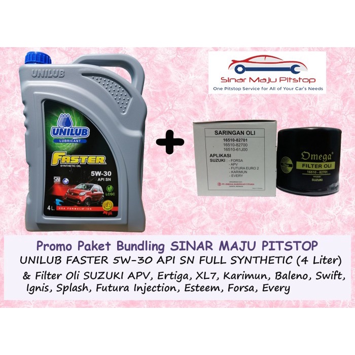 Paket Oli Mobil UNILUB FASTER 5W-30 & Filter Oli SUZUKI APV & ERTIGA ORIGINAL
