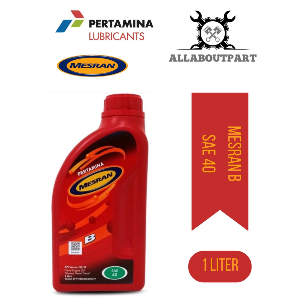 Oli Mesran B40 1 Liter - Oli Mesin Diesel SAE 40 API Service CD/SF | Oli Pertamina / Oli Mesin / Oli