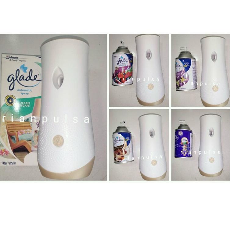 ☞ Pengharum ruangan Mesin Spray Otomatis GLADE air Freshener alat refill lavender vanila Outwood oce