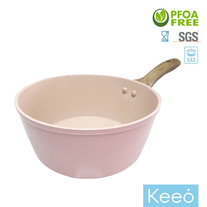 Keeo 16 cm Panci Anti Lengket Marble Granit (Sauce Pan) Pink