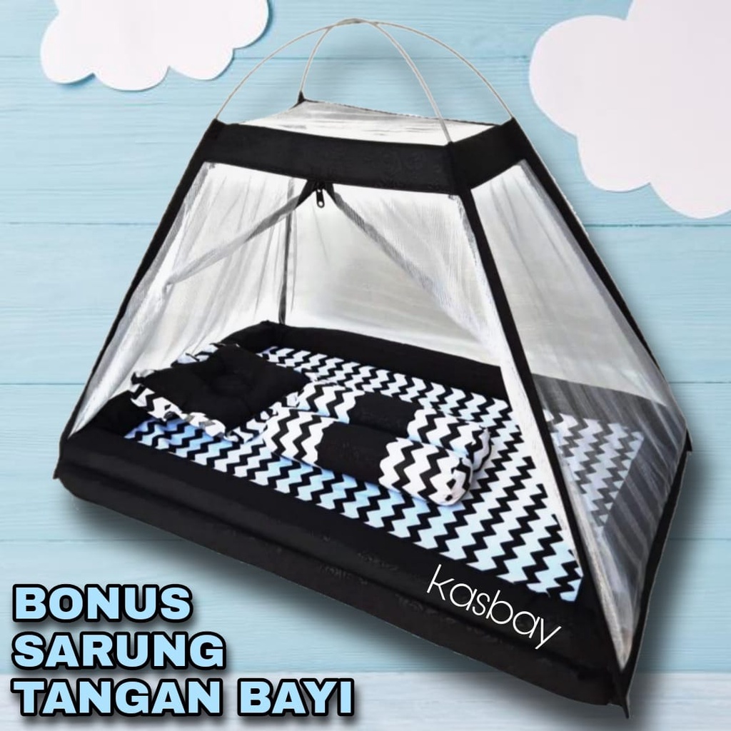 Kasur Bayi Kelambu Set Lengkap Bantal Guling + Bonus Sarung Tangan Bayi Dan Tas Mika TERBARU