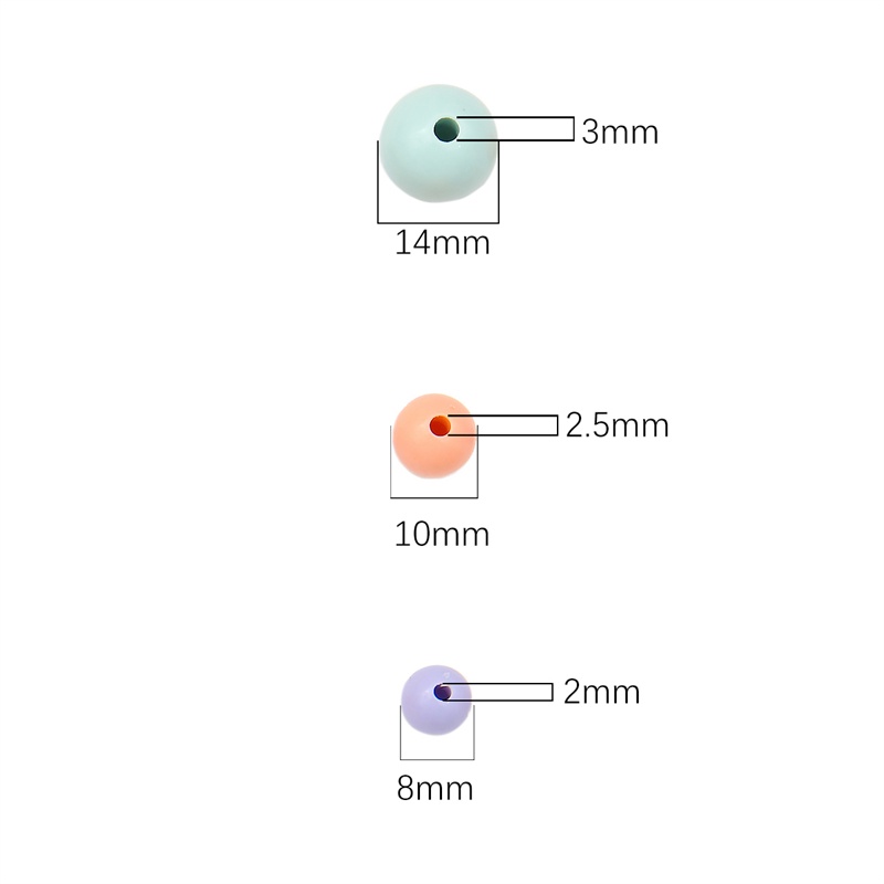 8mm/10mm/14mm Manik-Manik Akrilik Warna Solid Untuk Membuat Gelang/Kalung Perhiasan DIY