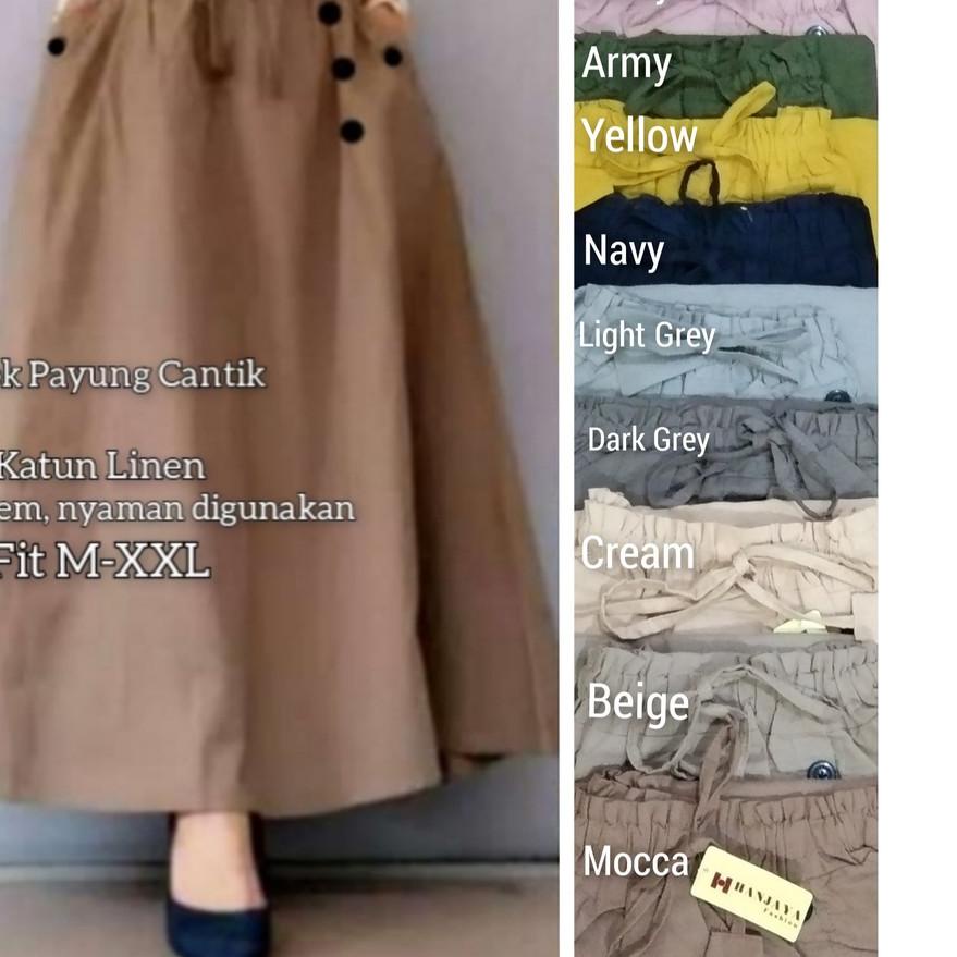 ☼ ROK KATUN LINEN RAMI PANJANG PAYUNG/ROK LEBAR MAYUNG. ROK REMAJA MUSLIM/ROK JUMBO ☑