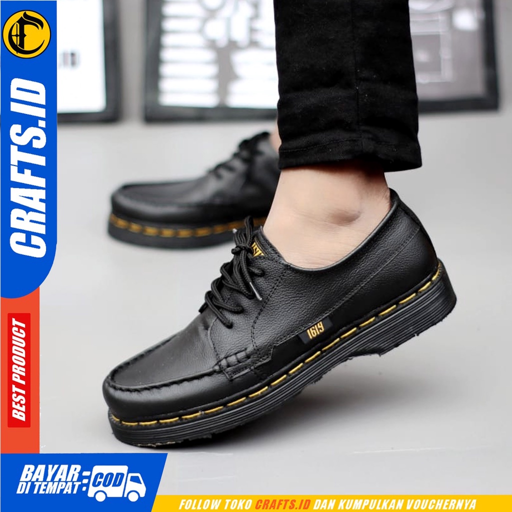 CRAFTS gon - Sepatu Docmart Pantofel Formal Low Boots Kulit Asli Kerja Pria